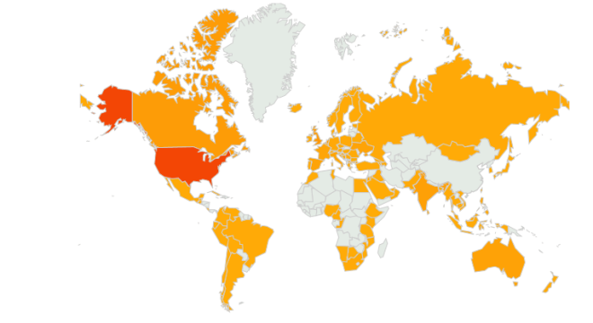 Visits from 98 countries