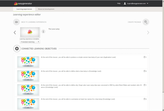2 Learning experience editor